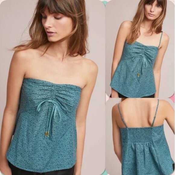 NWT Anthropologie MAEVE Convertible Tank Top Size 4 Blue Print Tube Top XS/S - Picture 1 of 10